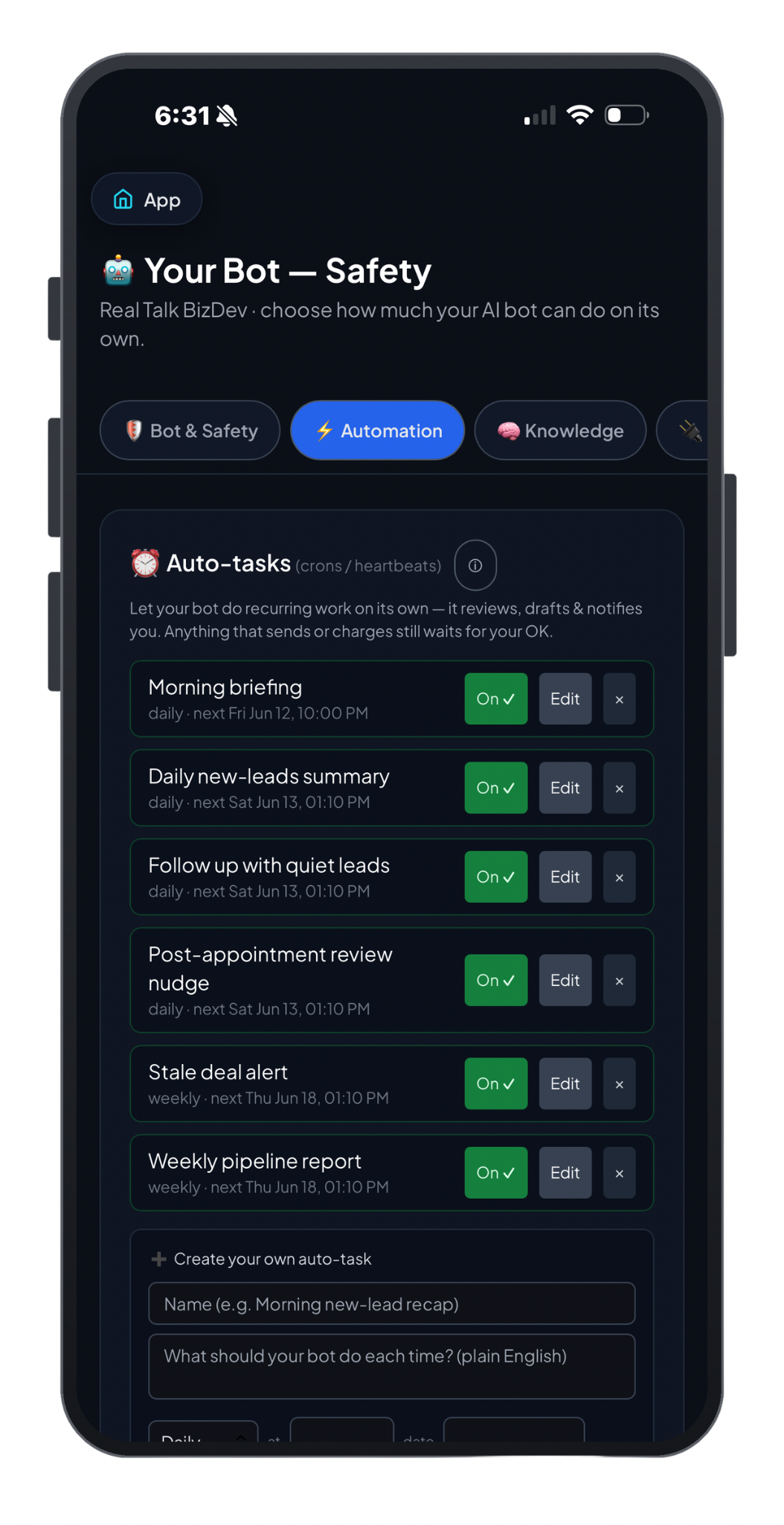 Glitch auto-tasks