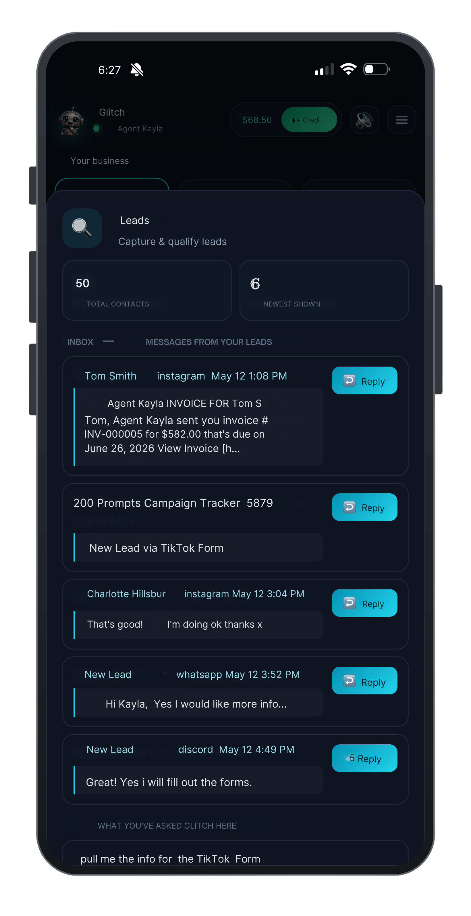 Glitch lead inbox